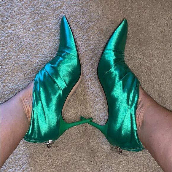 Zara Woman green satin heels - Picture 8 of 8